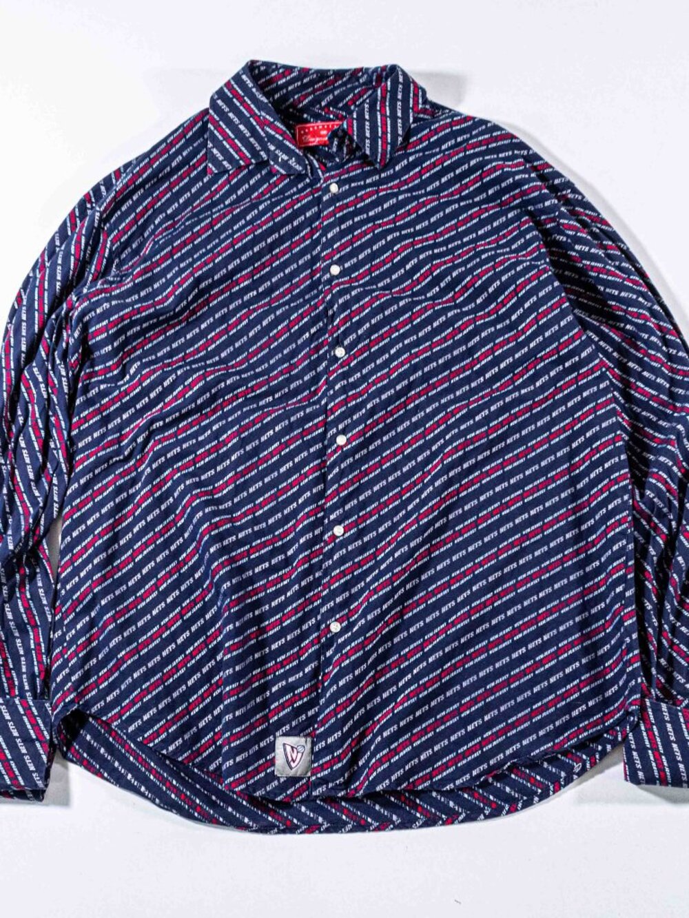 Vintage New Jersey Nets NBA Shirt XL Headmaster All Over Print Button Up Y2K